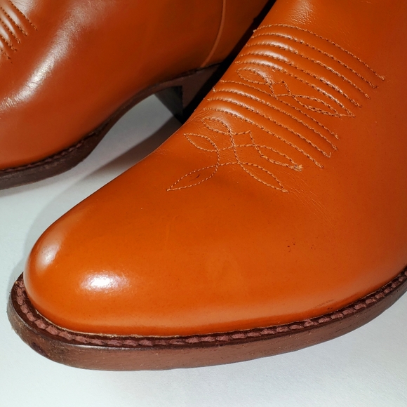 Big Bull Western Cowboy Boots Men's Reddish Brown and Tan Size 9 D Vintage - Picture 12 of 16